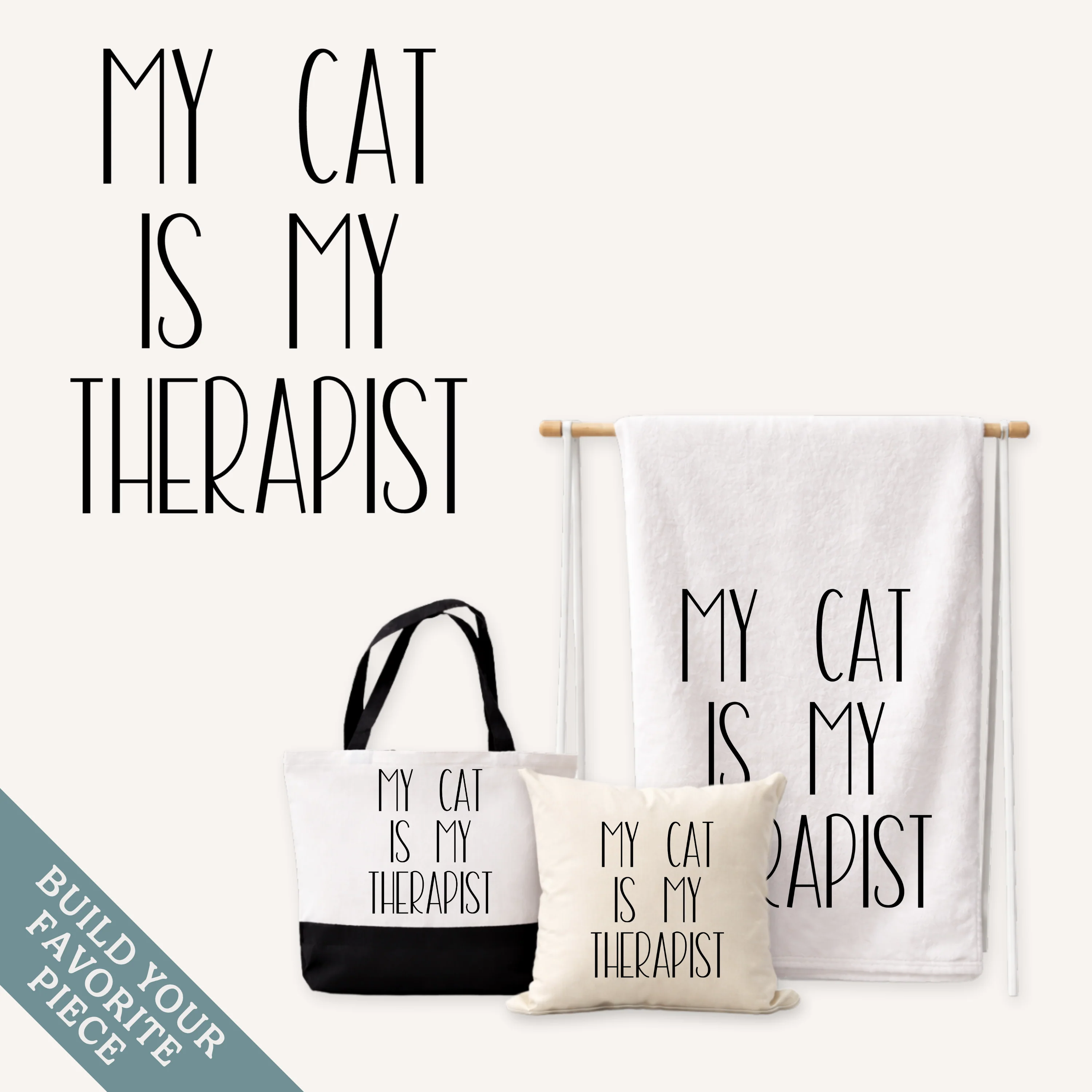 My Cat is My Therapist Tote Bag, Pillow Cover or Blanket – Pet Lover Gift